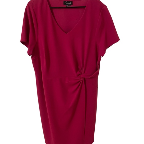 “Connected Apparel” Elegant Pink Short Sleeve Dress with Knot Detail - 20W - Picture 5 of 8